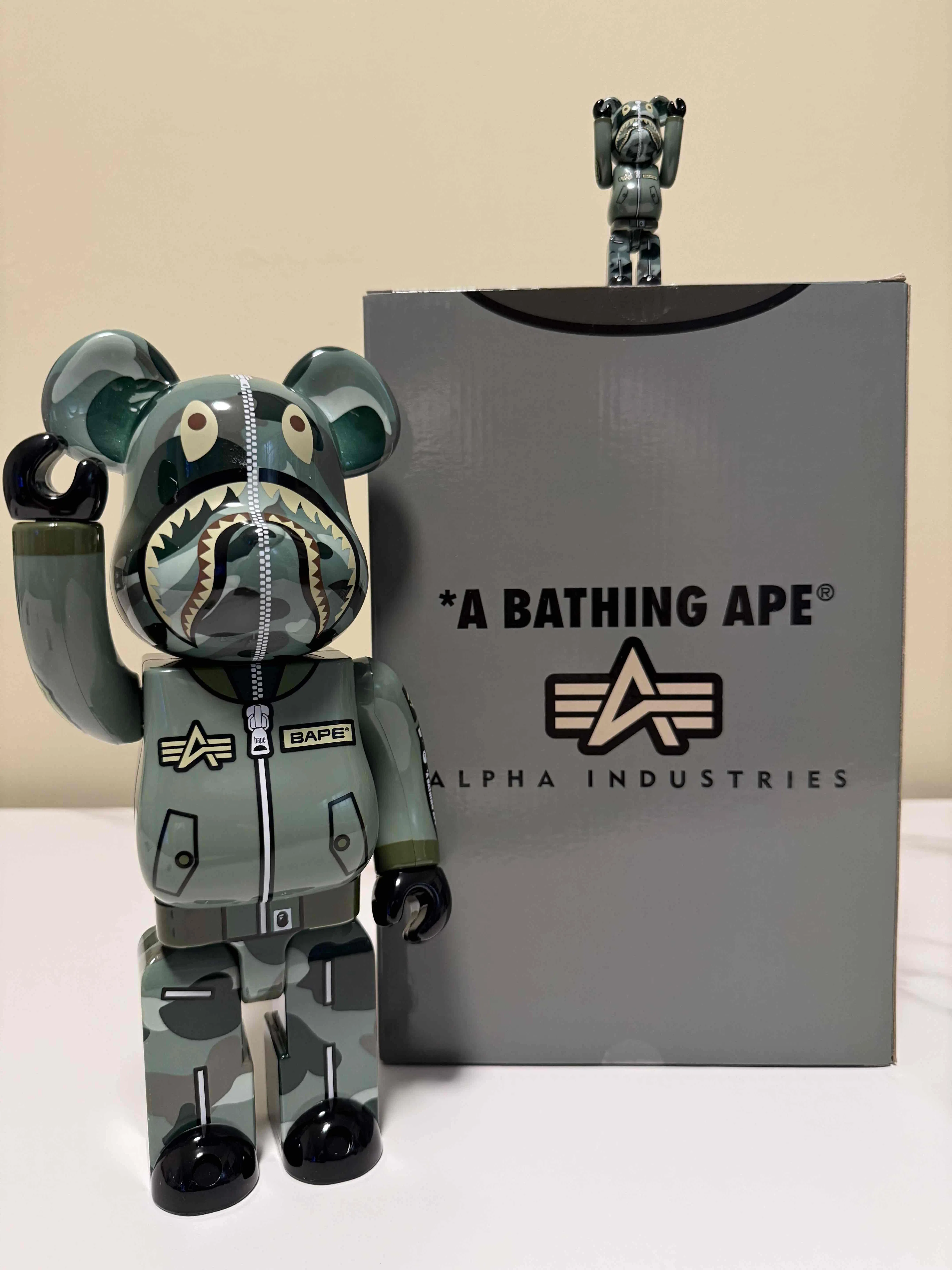 Bearbrick x Bape x Alpha Industries '100% & 400%' Set Bearbrick x Bape x Alpha Industries '100% & 400%' Set